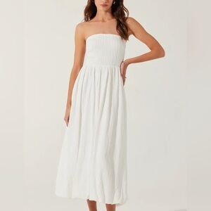 ASTR the Label Strapless Linen-blend Midi Dress NWT